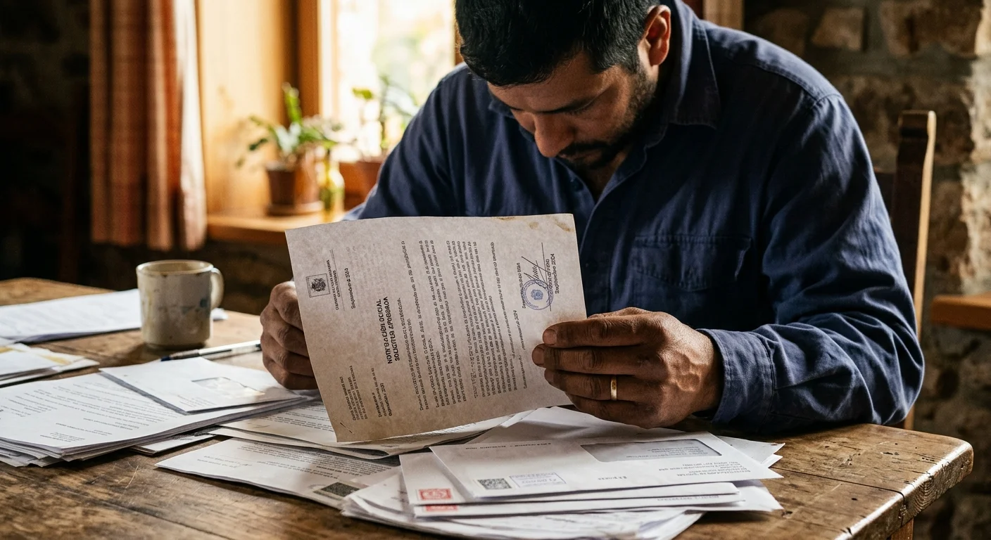 Person from shoulders down reading official government documents at a table — DHS AOS update green card adjustment of status 2026