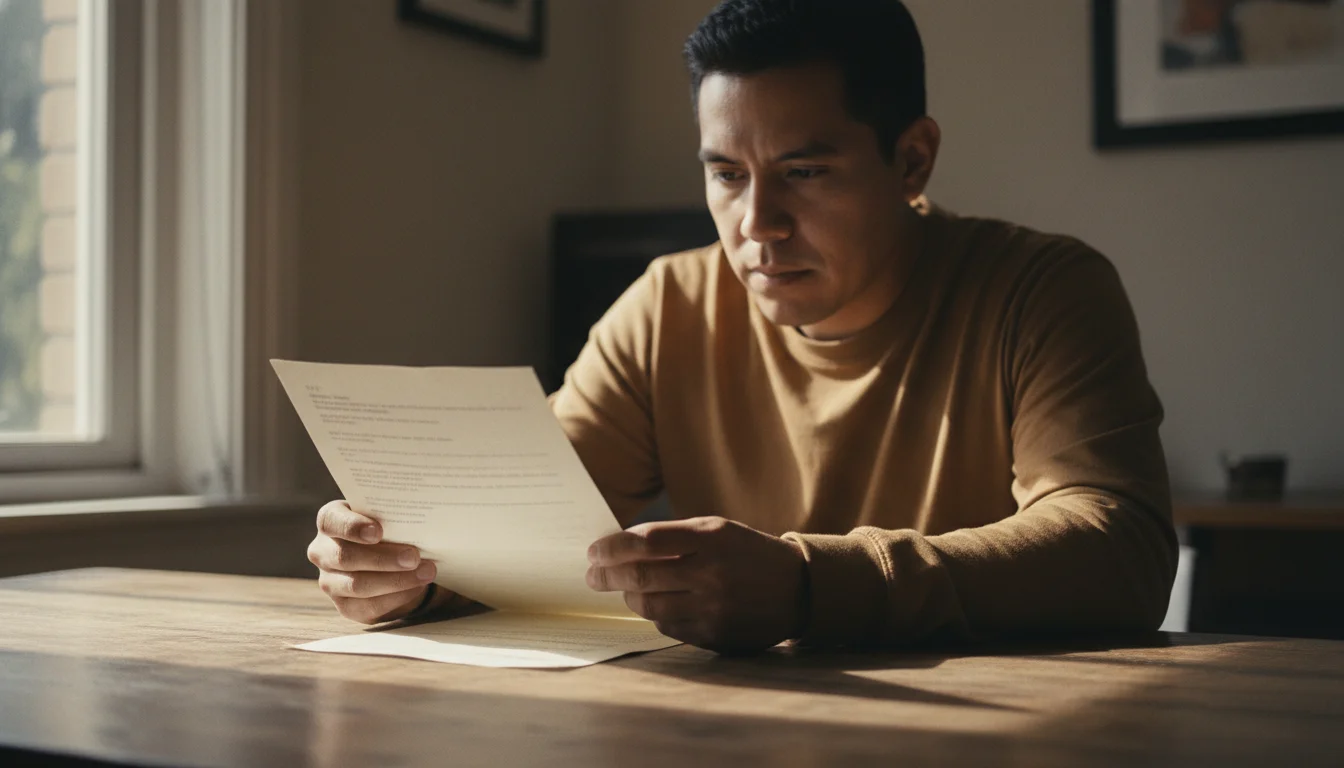 Person holding an official government letter, reviewing naturalization test results